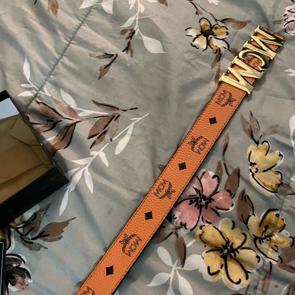 MCM Orange Leather Belt